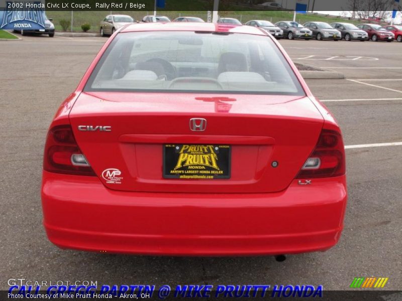 Rally Red / Beige 2002 Honda Civic LX Coupe