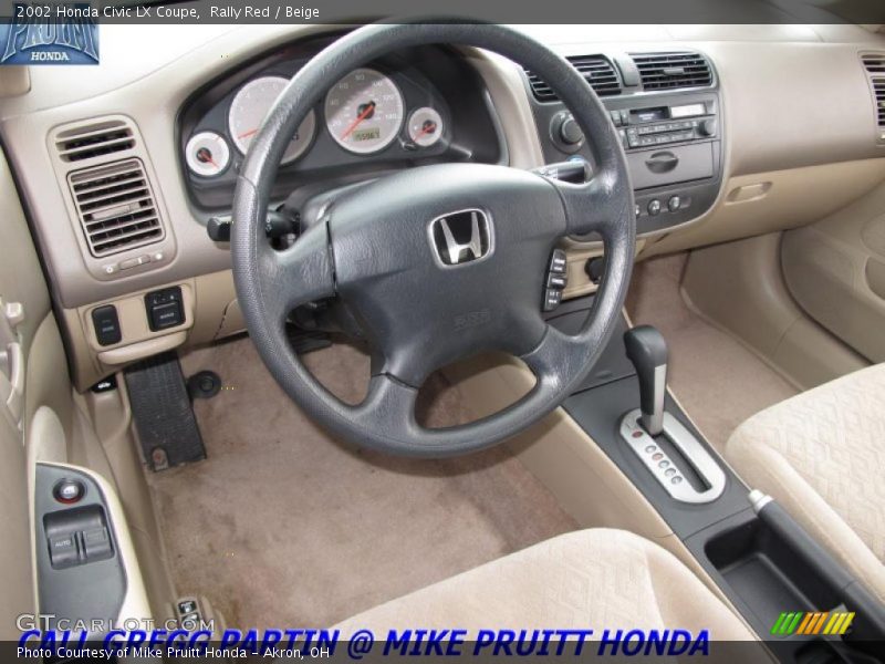 Rally Red / Beige 2002 Honda Civic LX Coupe