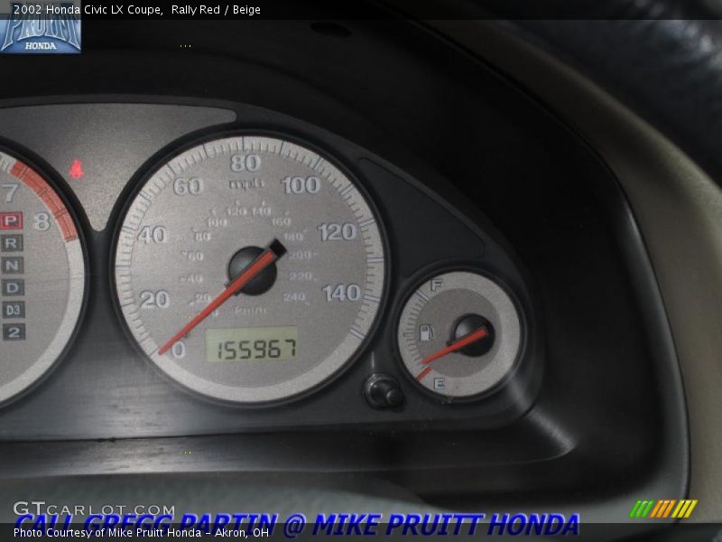 Rally Red / Beige 2002 Honda Civic LX Coupe