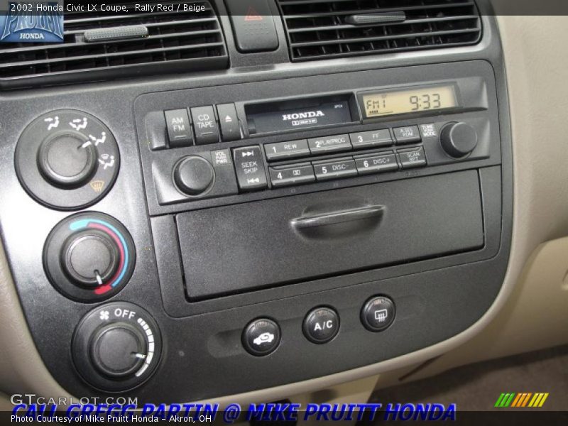 Rally Red / Beige 2002 Honda Civic LX Coupe