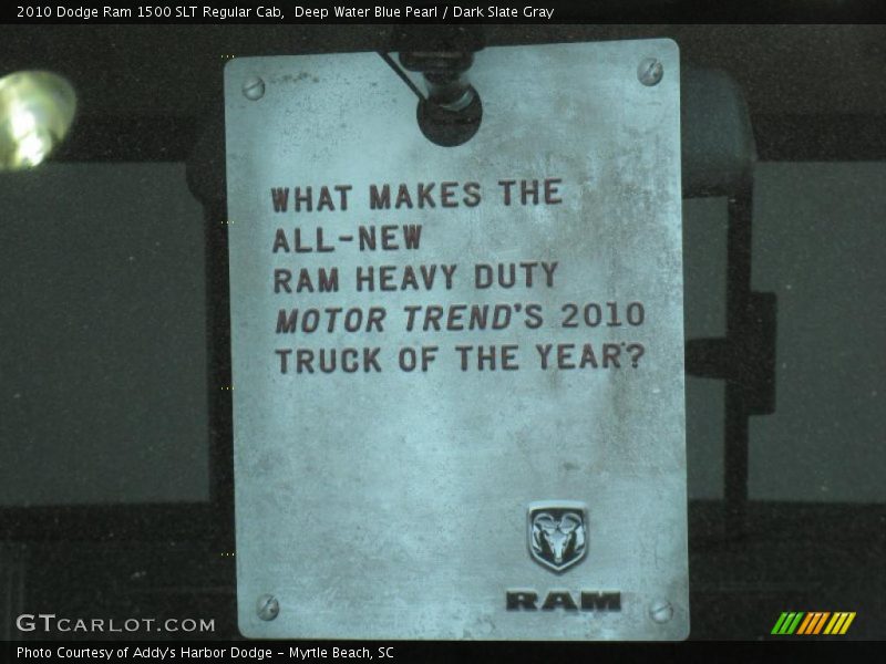 Deep Water Blue Pearl / Dark Slate Gray 2010 Dodge Ram 1500 SLT Regular Cab