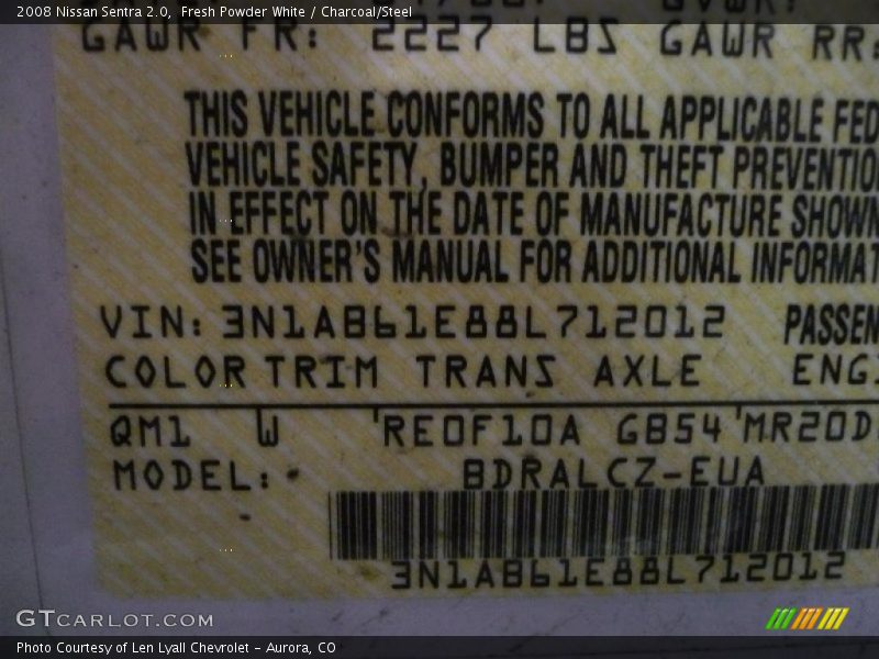 Fresh Powder White / Charcoal/Steel 2008 Nissan Sentra 2.0