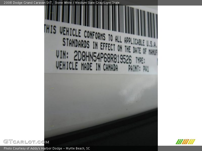 Stone White / Medium Slate Gray/Light Shale 2008 Dodge Grand Caravan SXT