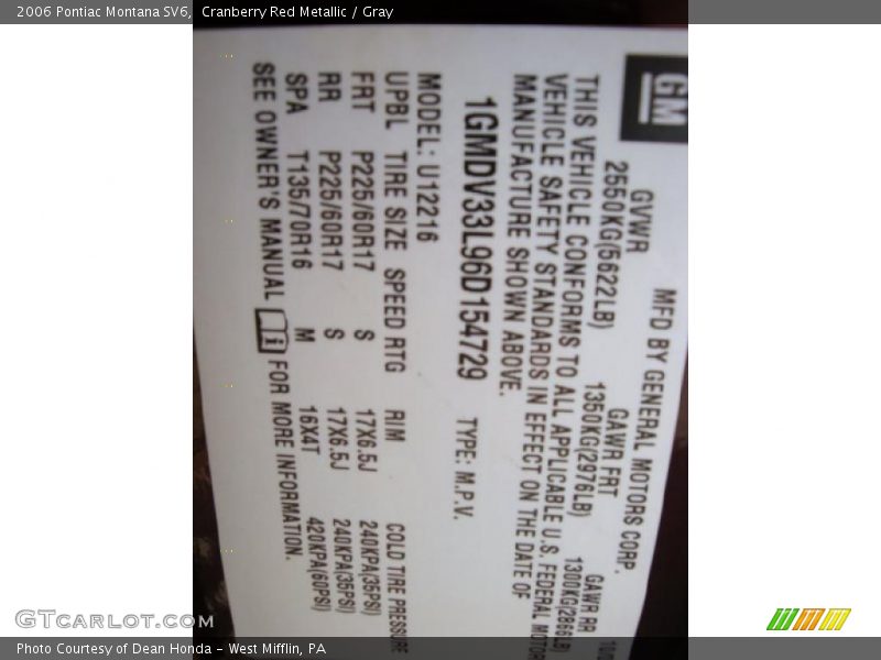 Cranberry Red Metallic / Gray 2006 Pontiac Montana SV6