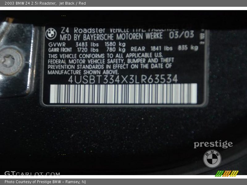 Jet Black / Red 2003 BMW Z4 2.5i Roadster