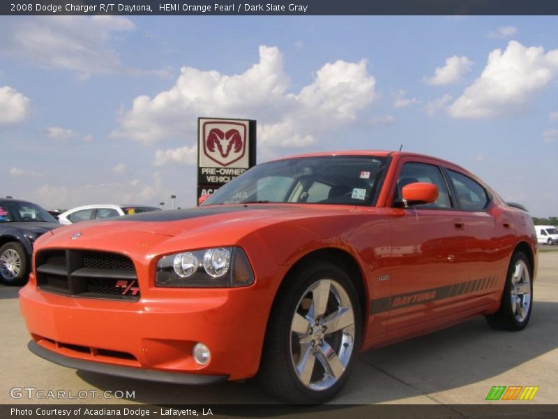 HEMI Orange Pearl / Dark Slate Gray 2008 Dodge Charger R/T Daytona
