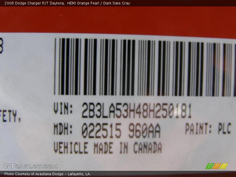 HEMI Orange Pearl / Dark Slate Gray 2008 Dodge Charger R/T Daytona