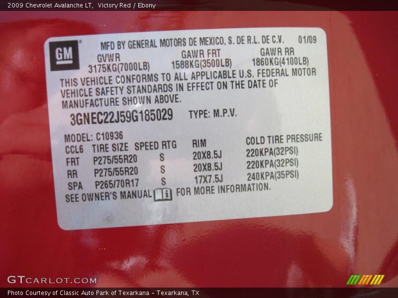 Victory Red / Ebony 2009 Chevrolet Avalanche LT