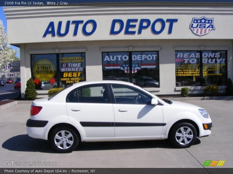 White / Gray 2008 Kia Rio LX Sedan