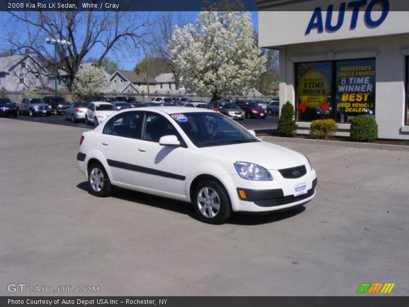 White / Gray 2008 Kia Rio LX Sedan
