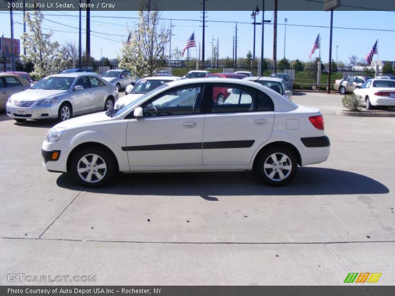 White / Gray 2008 Kia Rio LX Sedan