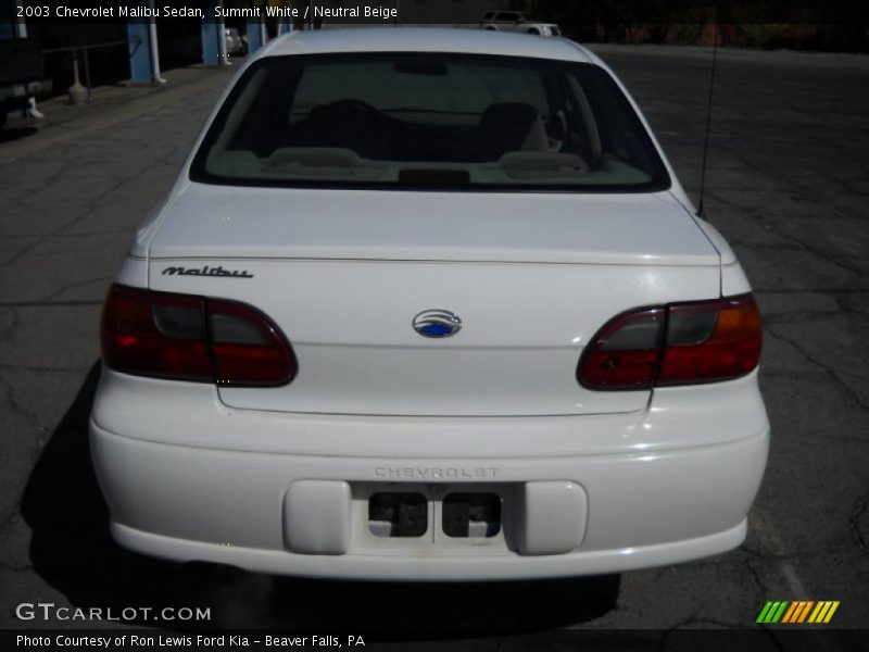 Summit White / Neutral Beige 2003 Chevrolet Malibu Sedan
