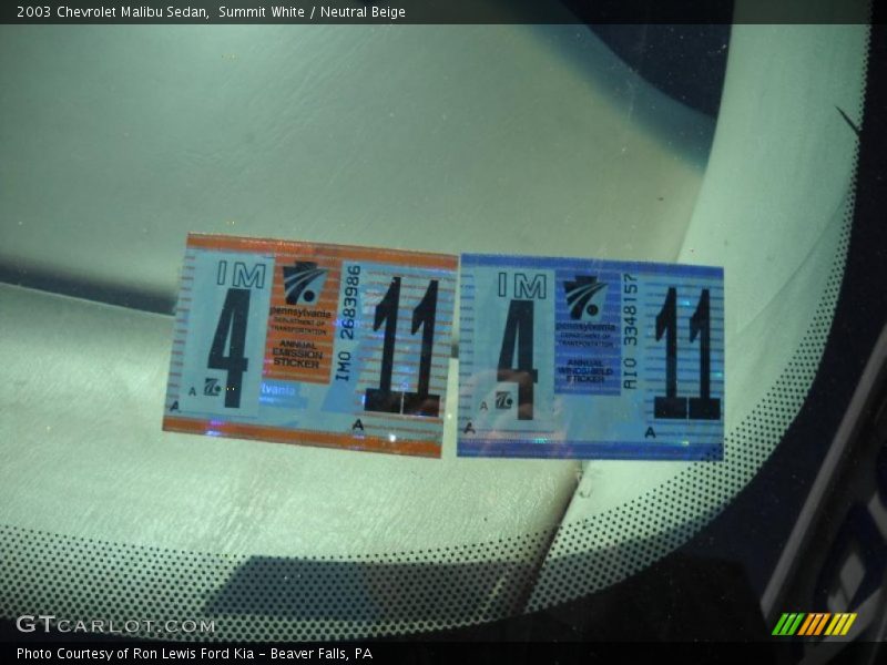 Summit White / Neutral Beige 2003 Chevrolet Malibu Sedan