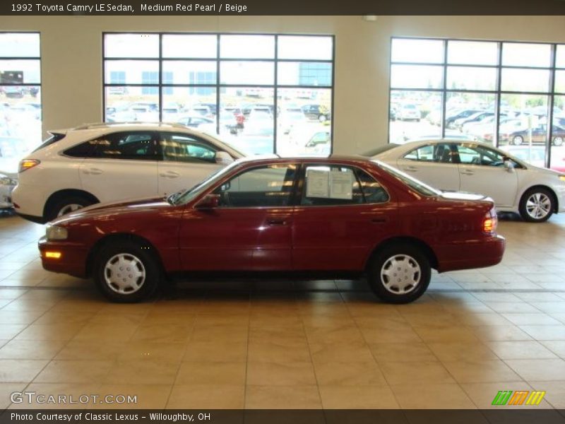 Medium Red Pearl / Beige 1992 Toyota Camry LE Sedan