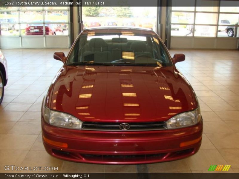 Medium Red Pearl / Beige 1992 Toyota Camry LE Sedan