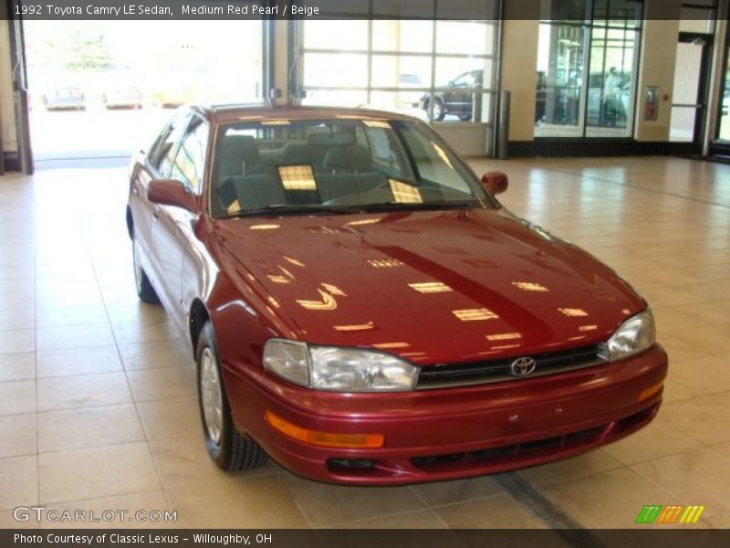 Medium Red Pearl / Beige 1992 Toyota Camry LE Sedan