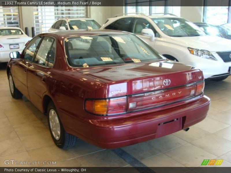 Medium Red Pearl / Beige 1992 Toyota Camry LE Sedan
