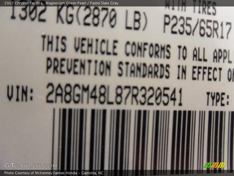 Magnesium Green Pearl / Pastel Slate Gray 2007 Chrysler Pacifica