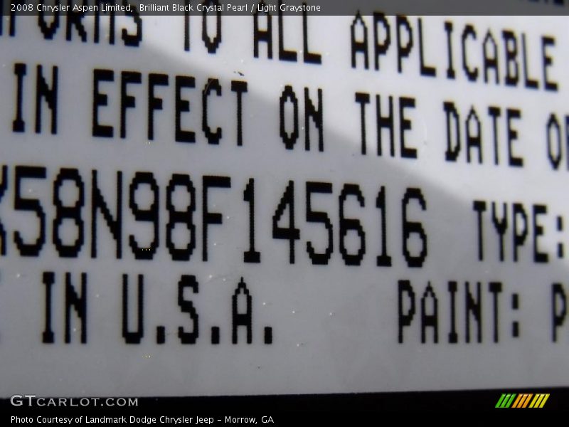 Brilliant Black Crystal Pearl / Light Graystone 2008 Chrysler Aspen Limited