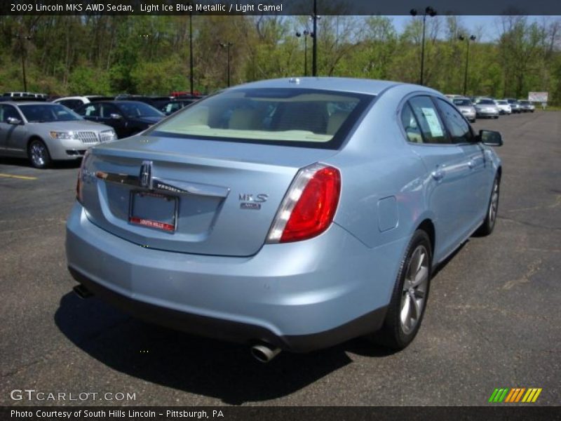 Light Ice Blue Metallic / Light Camel 2009 Lincoln MKS AWD Sedan