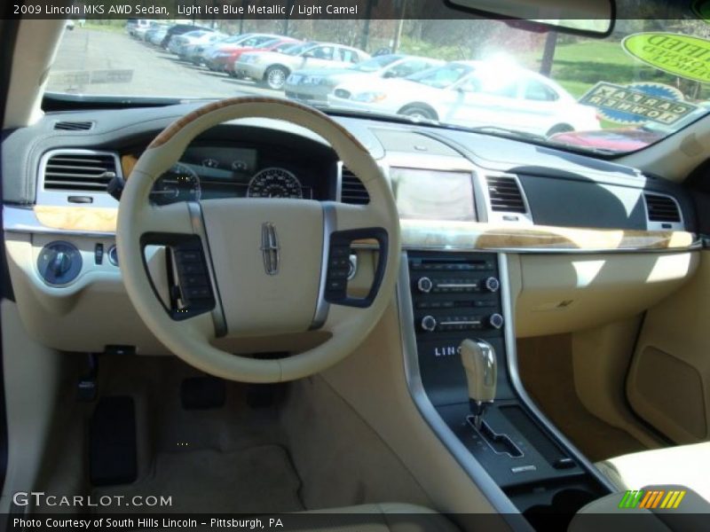 Light Ice Blue Metallic / Light Camel 2009 Lincoln MKS AWD Sedan