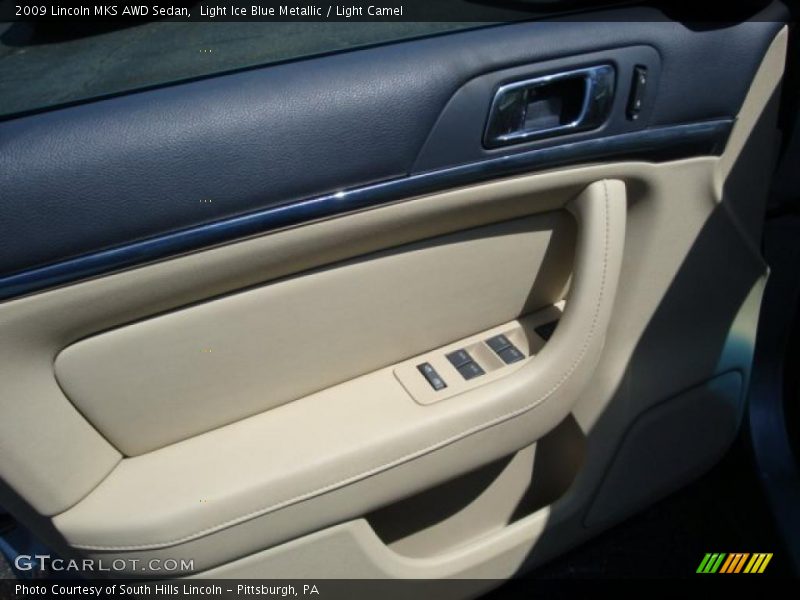 Light Ice Blue Metallic / Light Camel 2009 Lincoln MKS AWD Sedan