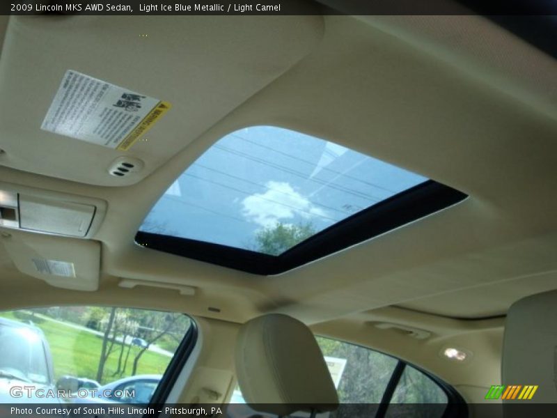 Light Ice Blue Metallic / Light Camel 2009 Lincoln MKS AWD Sedan