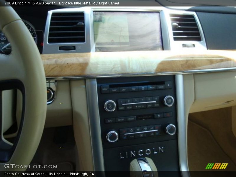 Light Ice Blue Metallic / Light Camel 2009 Lincoln MKS AWD Sedan