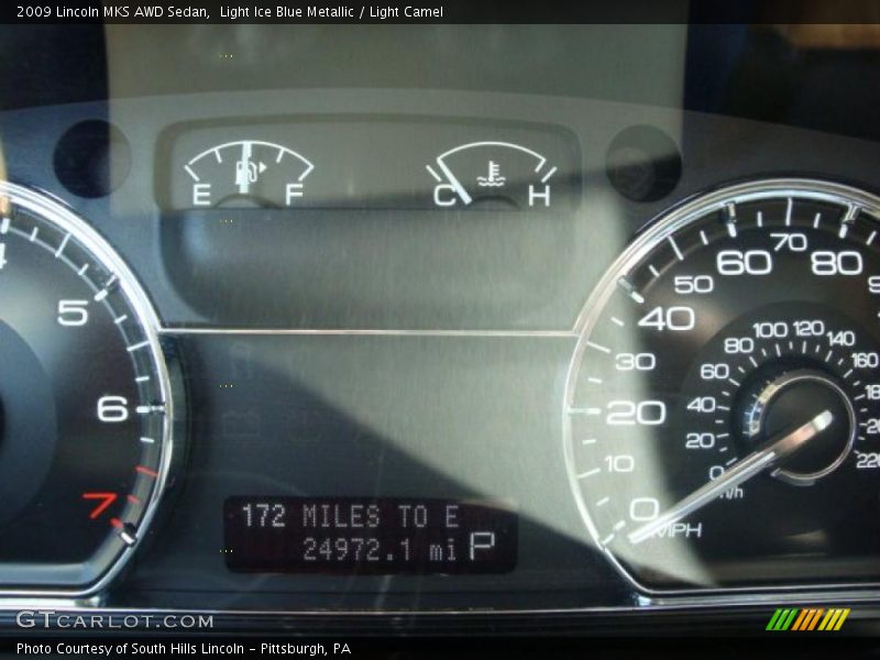 Light Ice Blue Metallic / Light Camel 2009 Lincoln MKS AWD Sedan