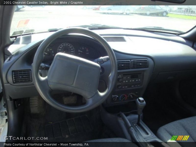 Bright White / Graphite 2001 Chevrolet Cavalier Sedan