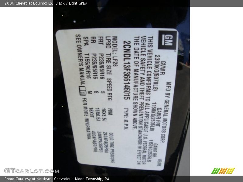 Black / Light Gray 2006 Chevrolet Equinox LS