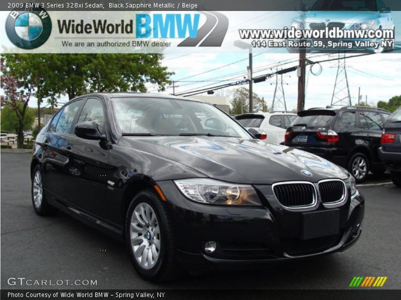 Black Sapphire Metallic / Beige 2009 BMW 3 Series 328xi Sedan