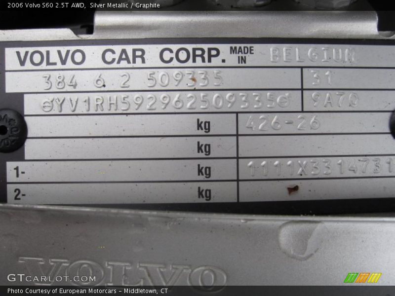 Silver Metallic / Graphite 2006 Volvo S60 2.5T AWD