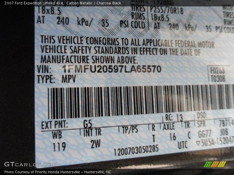 Carbon Metallic / Charcoal Black 2007 Ford Expedition Limited 4x4