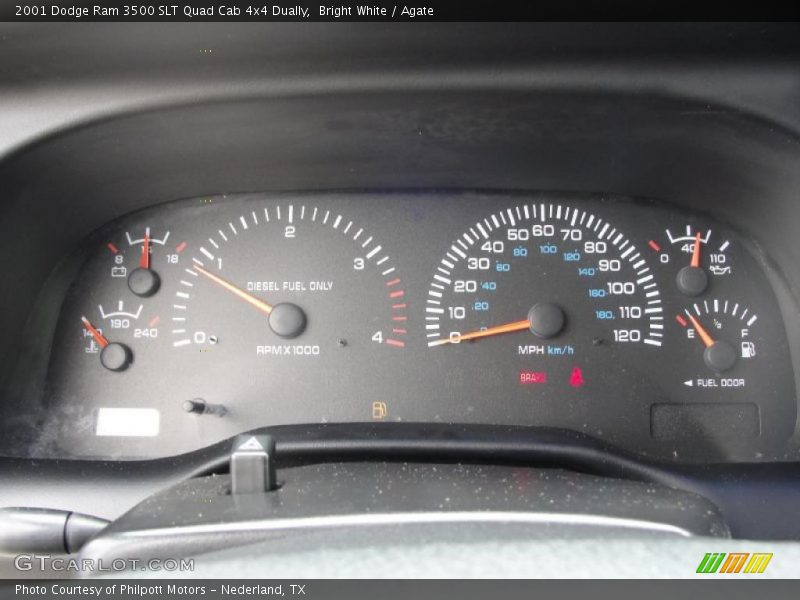 Bright White / Agate 2001 Dodge Ram 3500 SLT Quad Cab 4x4 Dually