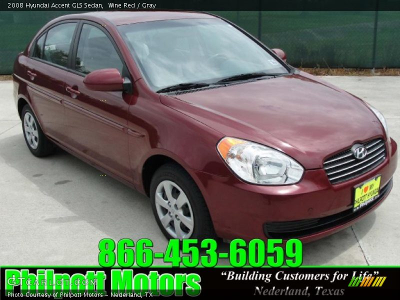 Wine Red / Gray 2008 Hyundai Accent GLS Sedan