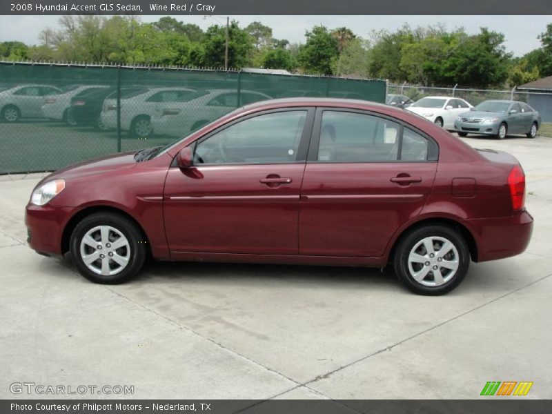 Wine Red / Gray 2008 Hyundai Accent GLS Sedan