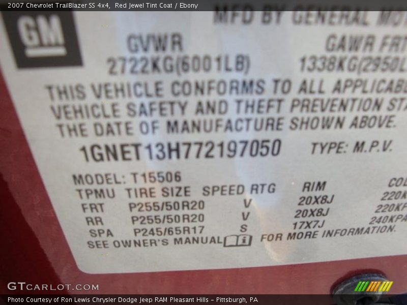 Red Jewel Tint Coat / Ebony 2007 Chevrolet TrailBlazer SS 4x4
