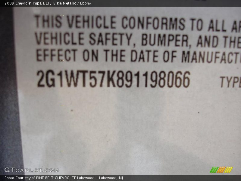 Slate Metallic / Ebony 2009 Chevrolet Impala LT