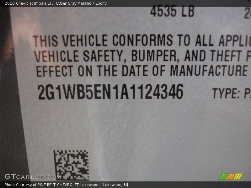 Cyber Gray Metallic / Ebony 2010 Chevrolet Impala LT