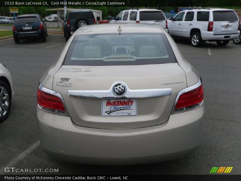 Gold Mist Metallic / Cocoa/Light Cashmere 2010 Buick LaCrosse CX
