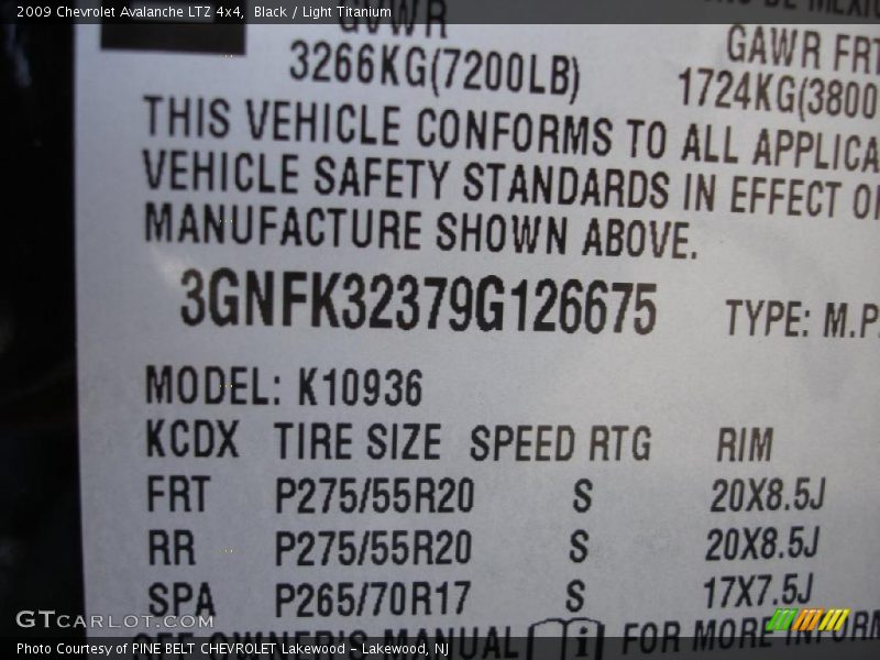 Black / Light Titanium 2009 Chevrolet Avalanche LTZ 4x4