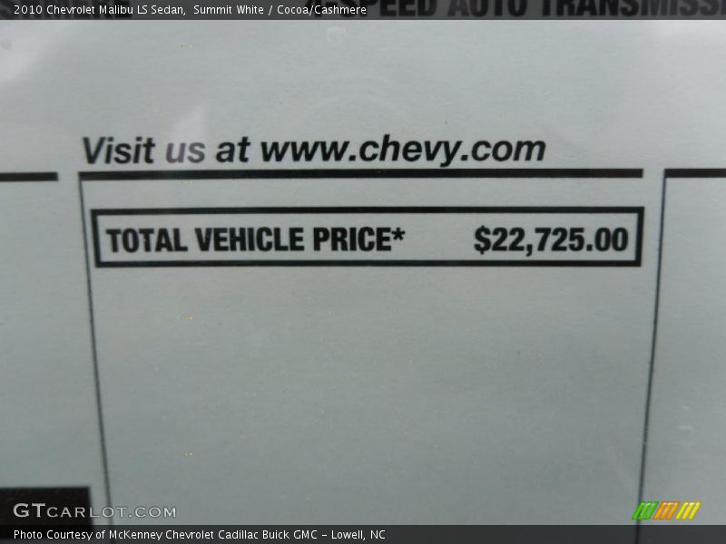 Summit White / Cocoa/Cashmere 2010 Chevrolet Malibu LS Sedan