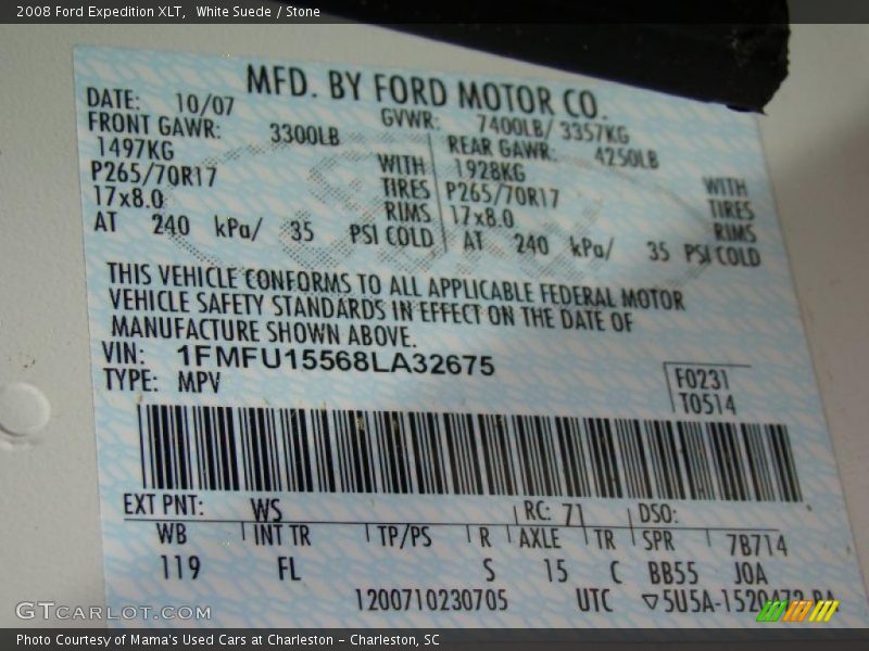 White Suede / Stone 2008 Ford Expedition XLT