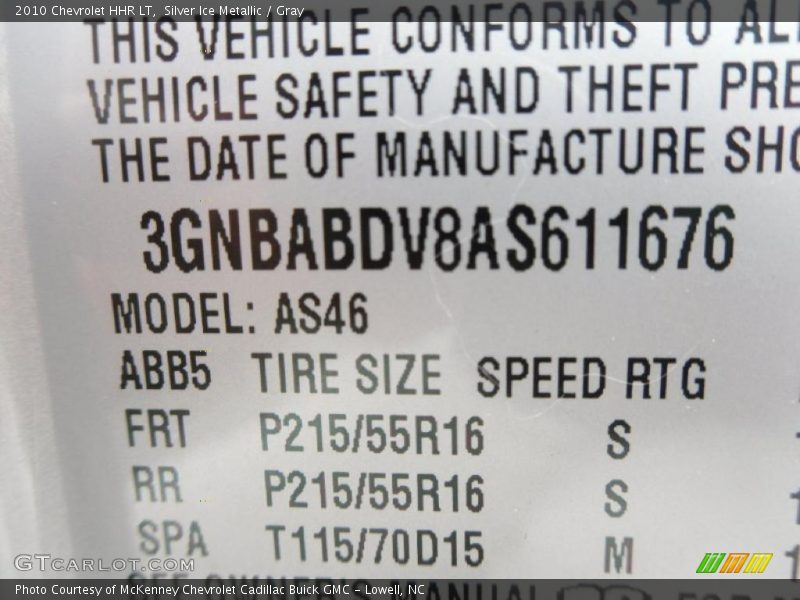 Silver Ice Metallic / Gray 2010 Chevrolet HHR LT