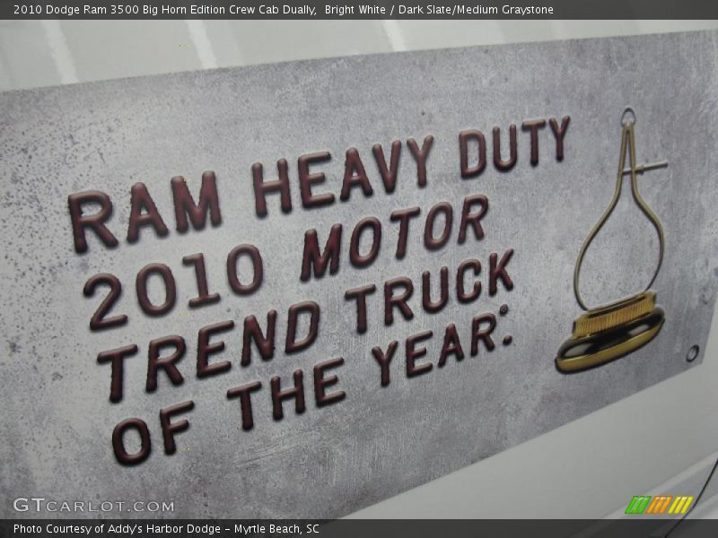 Bright White / Dark Slate/Medium Graystone 2010 Dodge Ram 3500 Big Horn Edition Crew Cab Dually