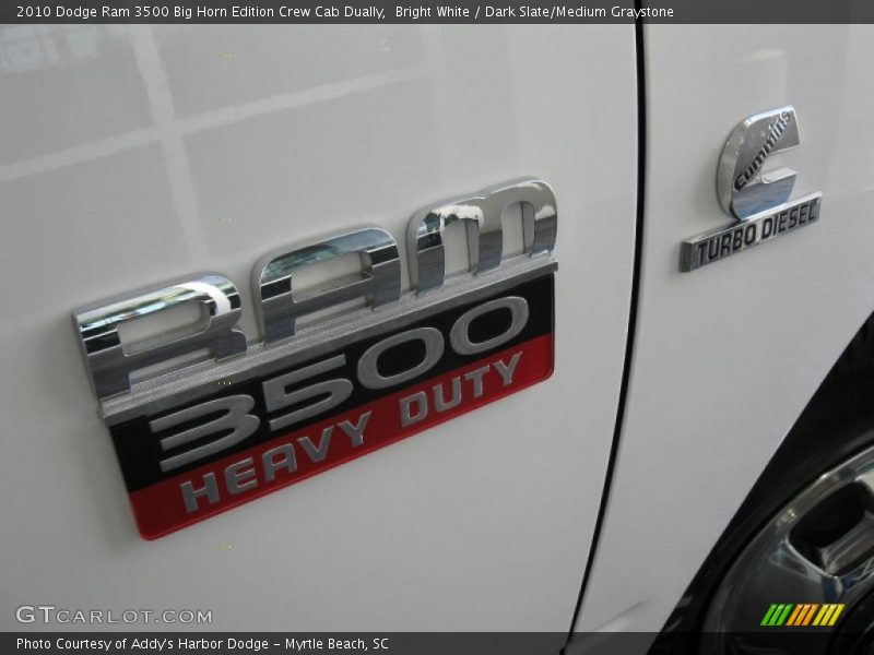 Bright White / Dark Slate/Medium Graystone 2010 Dodge Ram 3500 Big Horn Edition Crew Cab Dually