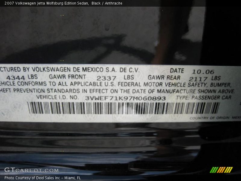 Black / Anthracite 2007 Volkswagen Jetta Wolfsburg Edition Sedan