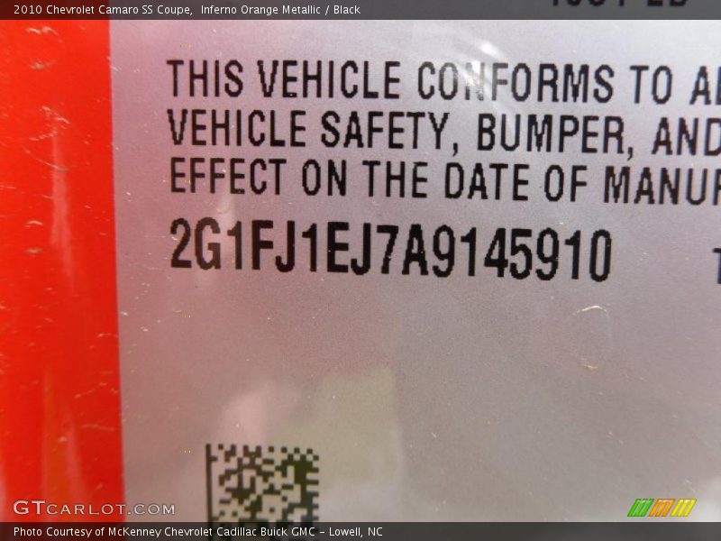 Inferno Orange Metallic / Black 2010 Chevrolet Camaro SS Coupe
