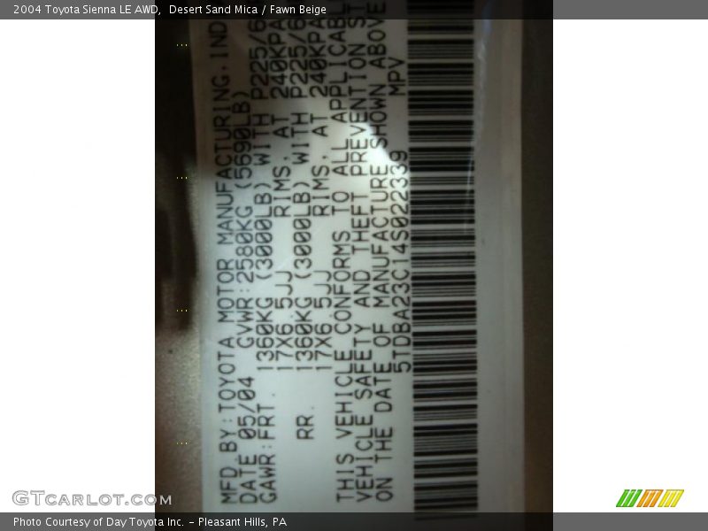 Desert Sand Mica / Fawn Beige 2004 Toyota Sienna LE AWD